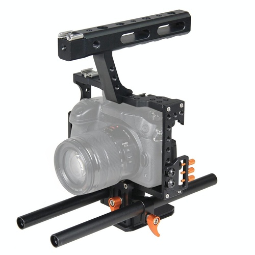 Video Camera Cage Stabilizer For Panasonic Lumix Dmc-Gh4 / Sony A7 Series - Orange - Main Image