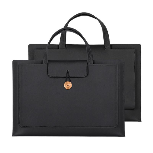 Portable Laptop Inner Bag with Elastic Thread Button - Black - Main Image