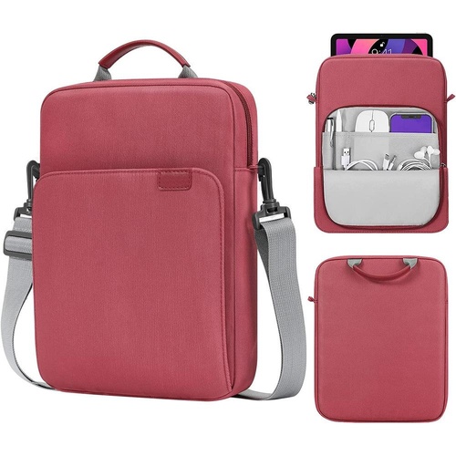 13 Inch Vertical Laptop Bag - Handheld Shoulder Crossbody - Wine Red - Main Image