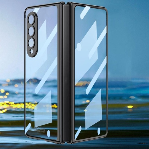 Full Coverage Electroplated Glass Case for Samsung Galaxy z Fold 4 - Black - Main Image