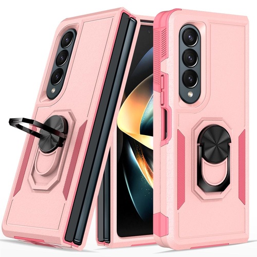 Galaxy z Fold 4 Tpu Shockproof Case with Ring - 2 in 1 Design - Pink - Main Image