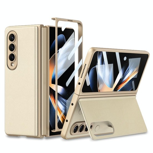 Foldable Leather Case with Stand for Samsung Galaxy z Fold 4 - Ultra Thin - Champagne Gold - Main Image