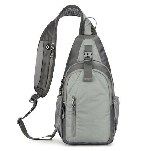 Waterproof Outdoor Sports Chest Bag Crossbody Single Shoulder Design - Grey - Main Image