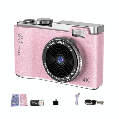 Retro Kids Camera With Dual-Lens 4K Hd Ccd - 2.4 Inch - Pink - Main Image
