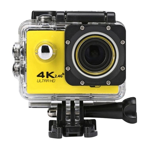 Waterproof 4k Action Camera for Cycling and Diving - Yellow - Main Image