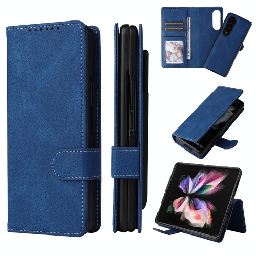 Foldable Leather Case for Samsung Galaxy z Fold 4 / 5g - Detachable - Blue - Main Image