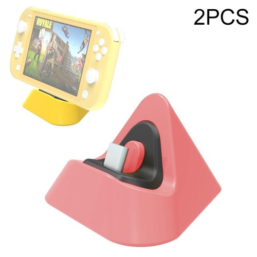 2-pack Portable Triangle Charger for Nintendo Switch / Lite - Coral Red - Main Image