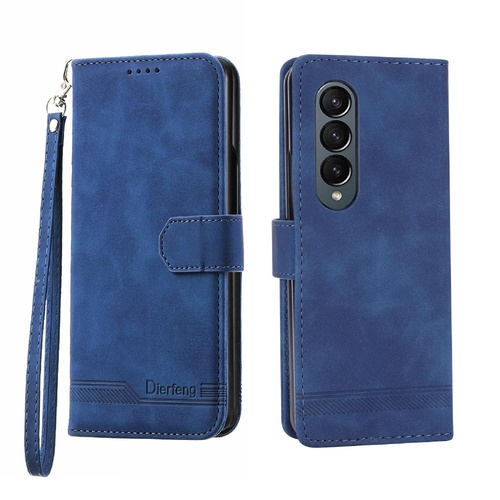Premium Leather Tpu Case for Samsung Galaxy z Fold 4 / 5g - Blue - Main Image