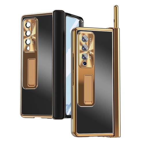 Shockproof Aluminum Double Hinge Case for Samsung Galaxy z Fold 4 - Black Gold - Main Image