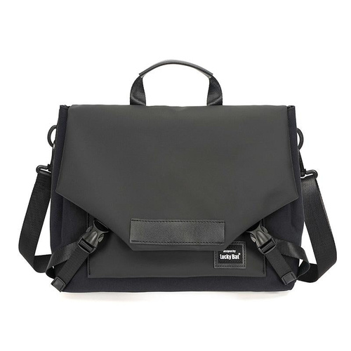 Anti-drop Crossbody Laptop Bag - 16 Inch Airbag Design - Pure Black - Main Image