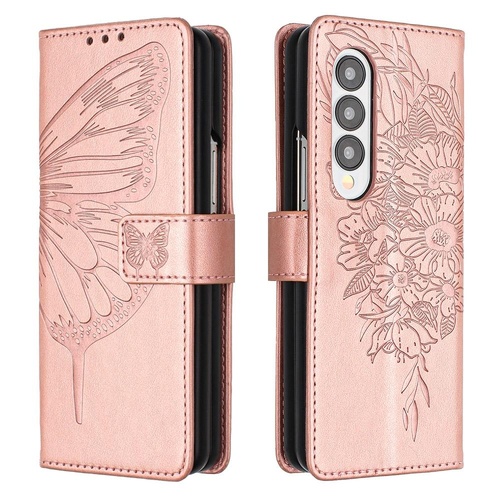 Butterfly Embossed Leather Phone Case - Rose Gold - Main Image