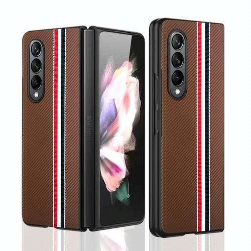 Shockproof Twill Phone Case for Samsung Galaxy z Fold 4 - Pc Tpu - Brown - Main Image