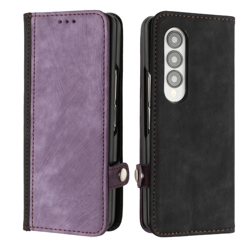Leather Phone Case with Side Buckle for Samsung Galaxy z Fold 4 / 5g - Purple - Main Image