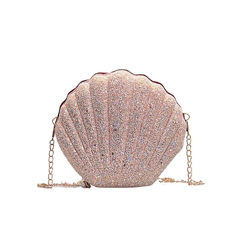 Sequined Shell Crossbody Bag Single Shoulder Fashion Accessory - Pink - Main Image
