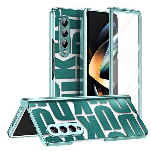 Foldable Electroplated Phone Case for Samsung Galaxy z Fold 4 5g with Hinge - Green - Main Image