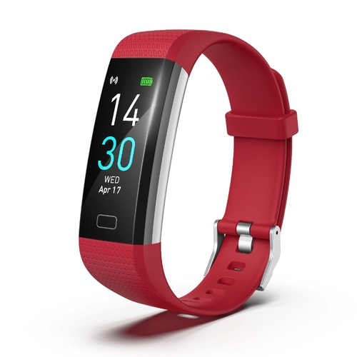 Waterproof Fitness Tracker Watch With Heart Rate Monitor - Red - Main Image