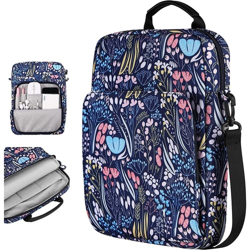 13 Inch Vertical Laptop Bag - Handheld Shoulder Crossbody - Blue - Main Image