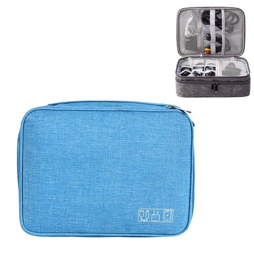 5-inch Digital Earphone Storage Bag - Multifunctional - Lake Blue - Main Image