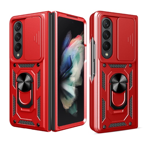 Samsung Galaxy z Fold 4 Tpu Pc Case with Sliding Camera Cover - Red - Main Image