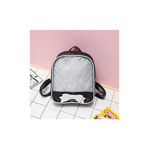 Mini Clear Kids Backpack with Bow - Perfect for School - Black - Main Image