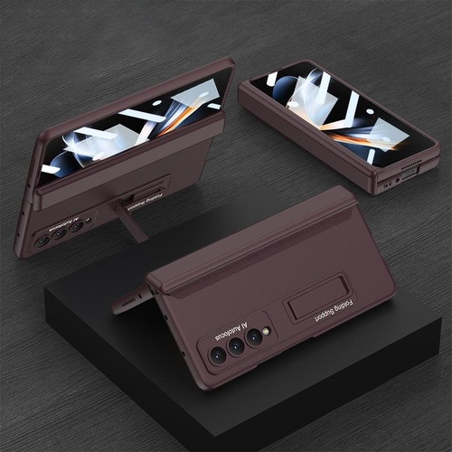 Foldable Magnetic Hinge Case for Samsung Galaxy z Fold 4 - Compact Design - Wine Red - Main Image