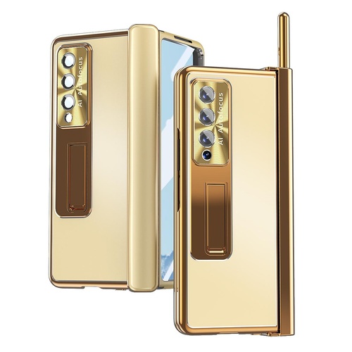 Shockproof Aluminum Double Hinge Case for Samsung Galaxy z Fold 4 - Champagne Gold - Main Image