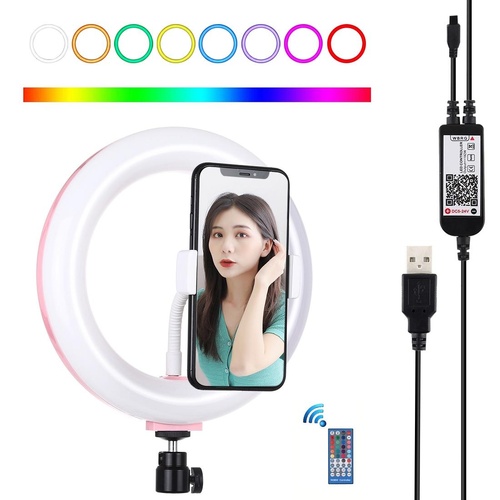 7.9 Dual Colour Led Ring Light with Usb Dimmable for Vlogging and Photography - Pink - Main Image