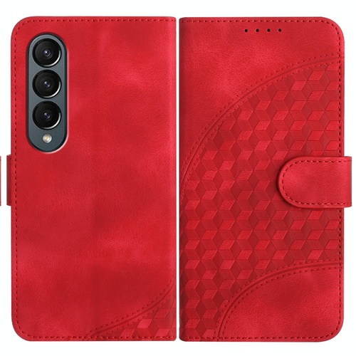 Embossed Elephant Head Phone Case for Samsung Galaxy z Fold 4 5g with Lanyard - Red - Main Image