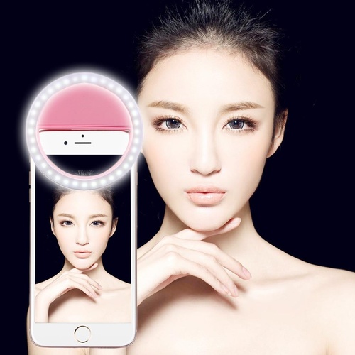 Adjustable Clip Beauty Light for Smartphones - Usb Cable - Pink - Main Image