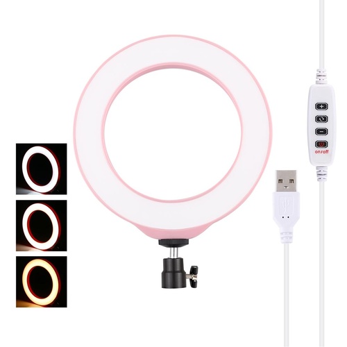 16cm Usb Led Ring Light with Tripod and 3 Modes - Pink - Main Image