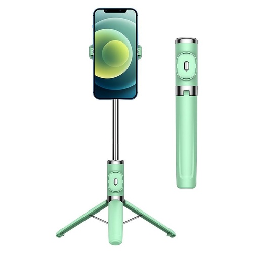 Wireless Selfie Stick with Remote Tripod - Compact Design - Green - Main Image