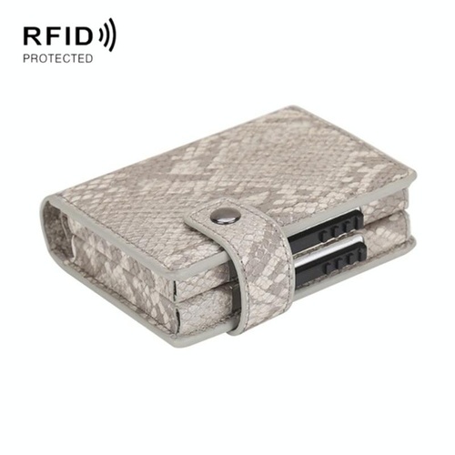 Secure Dual Card Wallet with Rfid Blocking - Snake Pattern Gray - Main Image