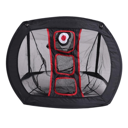 Foldable Square Golf Net for Indoor Practice - Black Red Net - Main Image