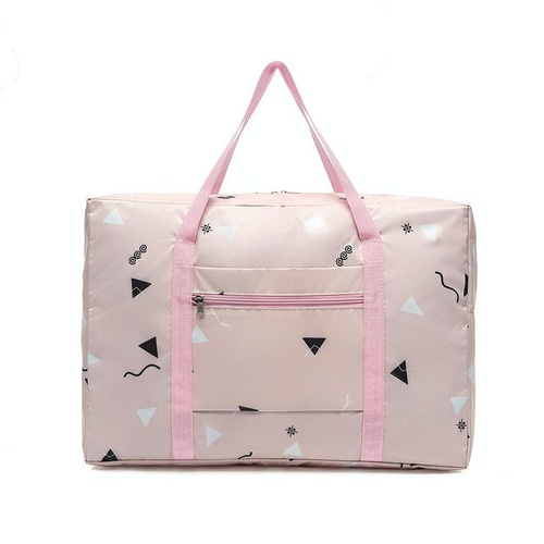 Waterproof Foldable Travel Bag - Compact & Durable - Pink Plaid - Main Image