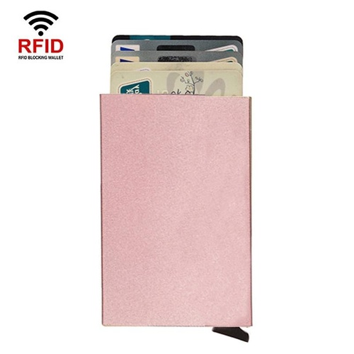 Metal Rfid Card Holder Wallet - Compact Design - Rose Gold - Main Image