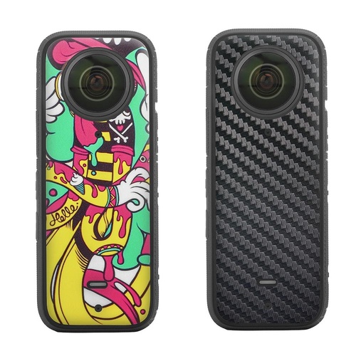 Protective Film Stickers for Dji Insta360 X3 Panoramic Camera - Hip -Hop + Carbon Pattern Black - Main Image