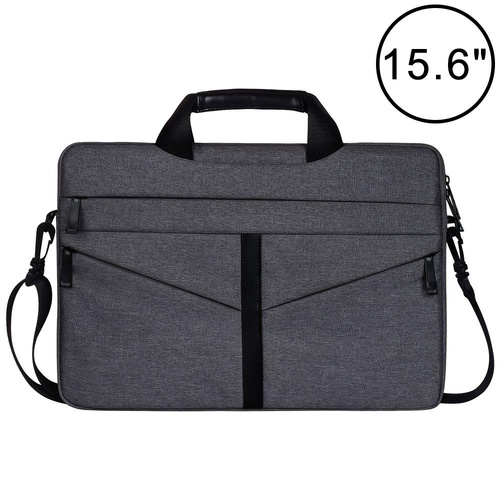 Stylish Zipper Laptop Bag With Shoulder Strap - Durable & Breathable - Dark Gray - Main Image