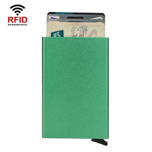 Metal Rfid Card Holder Wallet - Compact Design - Green - Main Image