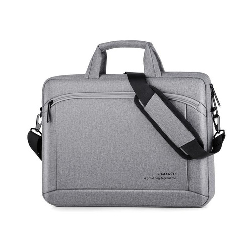 Portable 15 Inch Laptop Leather Handbag For Business Briefcase - Light Grey - Main Image