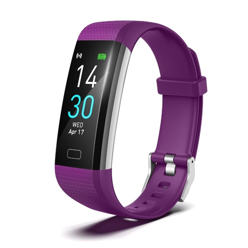 Waterproof Fitness Tracker Watch With Heart Rate Monitor - Purple - Main Image