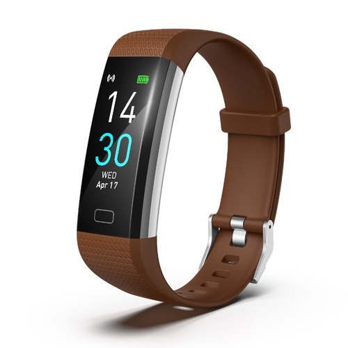 Waterproof Fitness Tracker Watch With Heart Rate Monitor - Brown - Main Image