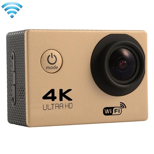 170 Degree Wide Angle Wifi Action Camera with Waterproof Case - Supports 64gb Micro Sd - Gold - Main Image