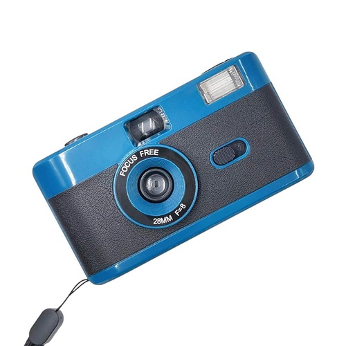 Retro Manual Reusable Film Camera for Kids - no Film - White + Pink Purple - Main Image