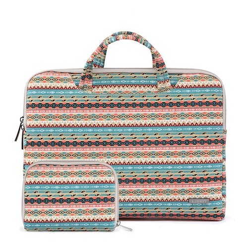 13.3 Inch Simple Business Laptop Bag With Liner - Ls-116 - Canvas Diamond Lattice Light Green - Main Image