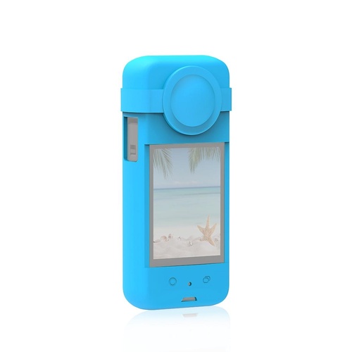 Silicone Protective Case with Lens Cover for Insta360 X3 - Blue - Main Image