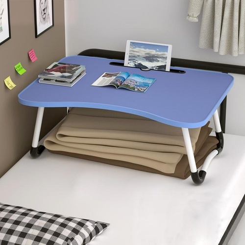 Adjustable Folding Laptop Desk with Non-slip Legs and Card Slot - Dark Blue - Main Image