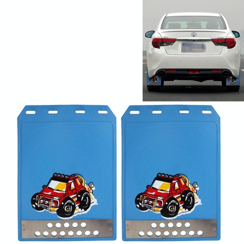 2 Pcs Premium Heavy Duty Molded Splash Mud Flaps Auto Front And Rear Fender Guard Small Size Random Pattern Delivery - Blue - Main Image