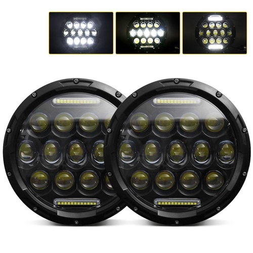2 Pcs 7 Inch Dc10 - 48V 36W 6000K Harley Motorcycle Headlight With 12 Smd - 5630 - Led Lamps And 12 Crystal Lamp Beads White Light - Main Image