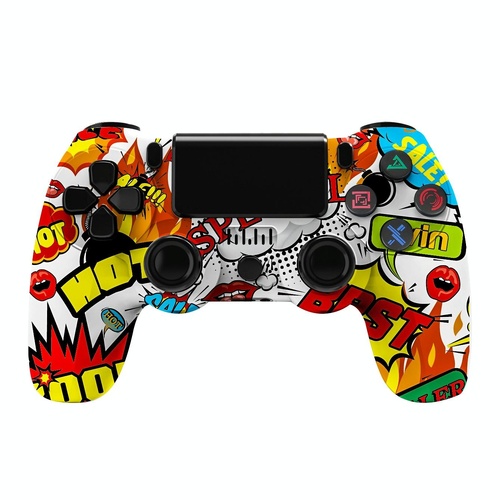 Wireless Bluetooth Game Controller for Ps4 with Dual Vibration and Light Strip - Flame - Main Image