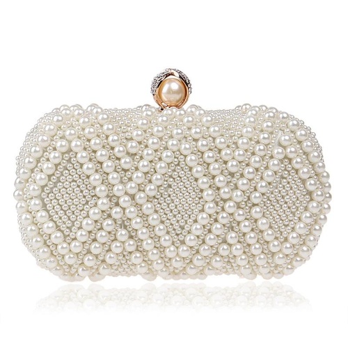 Party Pearl Handbag Women Fashion Crossbody For Banquets & Events - Beige - Main Image